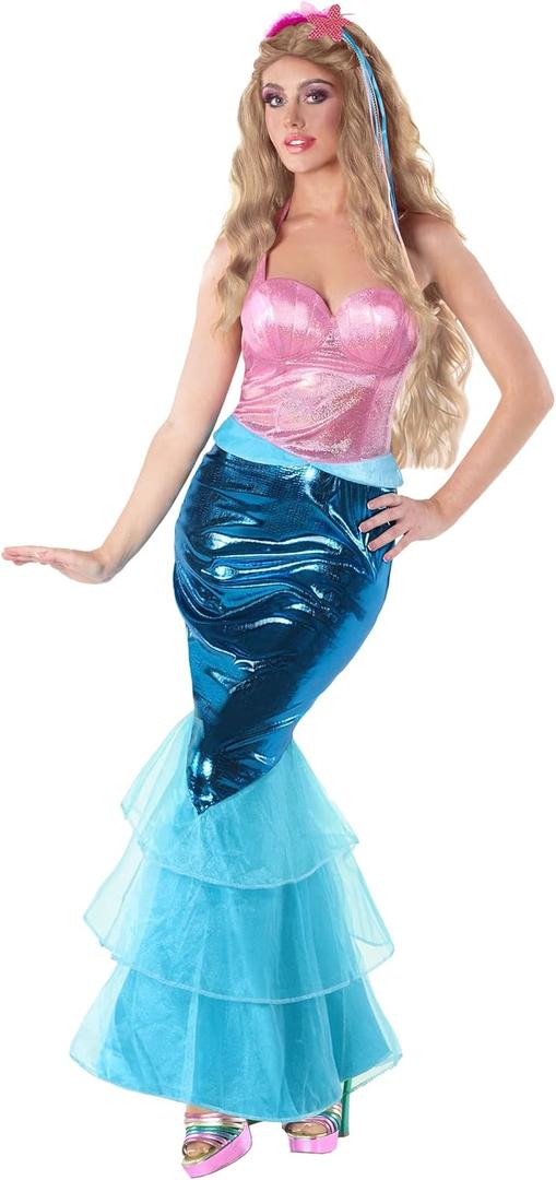 fun shack Mermaid Costume For Women Blue And Pink Womens Halloween Costumes (Large)