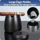 Cigar Ashtray with Lid for Outdoors Indoors Outside Patio Home Black Decor,Large Holder Ash tray Windproof,Cigar Accessories Gift for Men Dad Husband Boyfriend (Large)