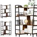 Corner Bookshelf 4 Tier Corner Deformable Book Shelf L Shaped Adjustable Bookcase Display Book Shelf Office Shelves Vintage Wooden Bookshelves for Living Room Bedroom Study Office Brown