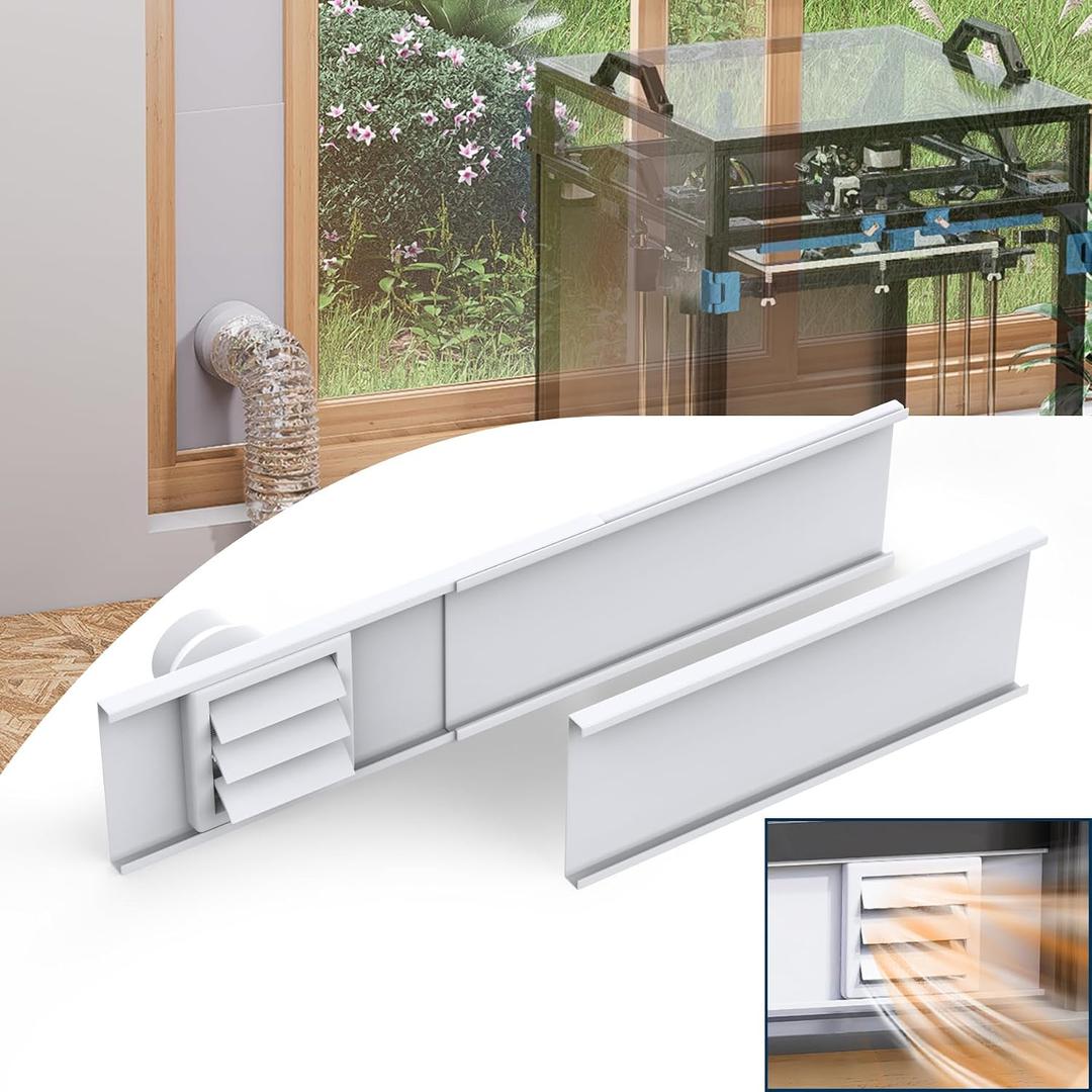 Window Vent Kit for 3" and 4" Vent Hose,Adjustable Window Vent Panels with Louvered Vent Cover,Switchable Hood for 3"/4" Exhaust Ventilation of Dryer,Laser Engraver & 3D Printer Enclosure