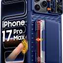 Vizvera for iPhone 17 Pro Max Case Wallet RFlD [Cards Holder][Camera Contro][Camera Cover] Full Body Rugged Shockproof Silicone Protective Phone Case for iPhone 17 Pro Max 6.9"(Blue)