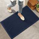 HIYARD Sturdy Front Door Mat, Absorbent Muddy Dirt Resist Welcome Door Mats Outdoor Indoor, Stain and Fade Resistant, Non-Slip Backing Entry Mat Low Profile Doormat for Entryway, 36×24, Blue