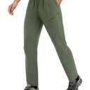 baleaf Men's Hiking Pants Ripstop Lightweight Cargo Waterproof Travel Pants Quick Dry with Zip Pockets UPF 50+ Work Army Green Size 3XL