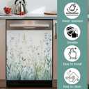 Watercolor Green Leaves Dishwasher Covers for The Front Magnetic,Spring Wildflower Refrigerator Magnets Decoration,Reusable Dishwasher Cover Panel for Home Kitchen Decor 23x26 Inch