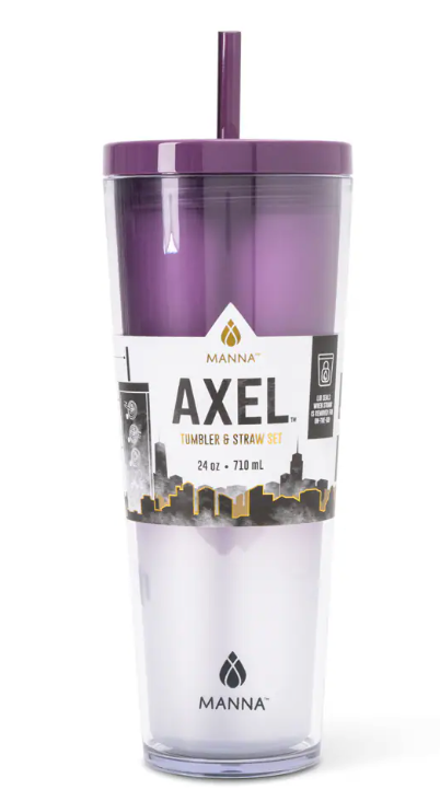 Manna™ Axel™ Plastic Tumbler & Straw Set - Purple