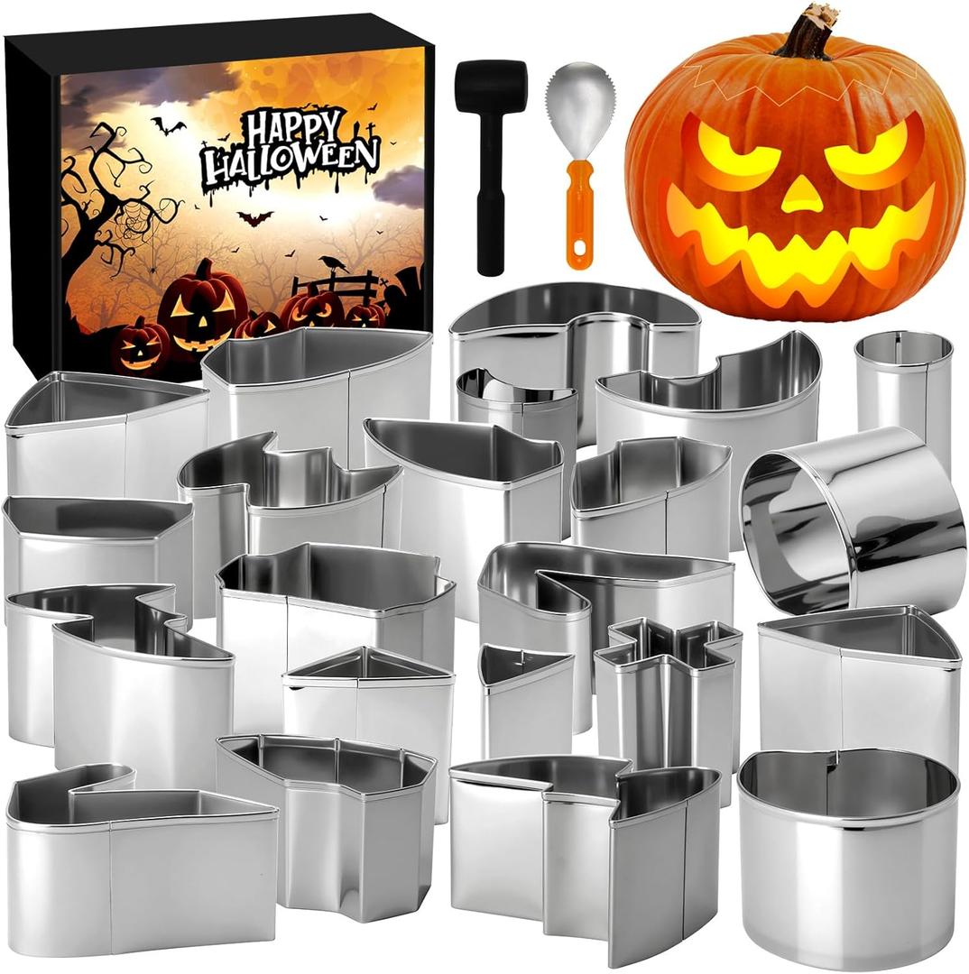 ZMCINER 22 PCS Pumpkin Carving Kit Heavy Duty Stainless Steel Pumpkin Carving Tools Simple & Safe Pumpkin Carving Kit for Kids & Adults