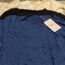 Riyiper 3 Pack Women's Crewneck Tshirts, Casual Summer Loose Tees Basic Short Sleeve Tops Classic Plain Tees Tops for Ladies (Black, Cream, Haze Blue, Small)