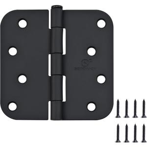Door Hinge 4 Inch Interior Door Hinges Matte Black 4 Inch Interior Hinges Flat Iron Hinge 4"x 4" Door Hardware 5/8" Radius - 12 Pieces