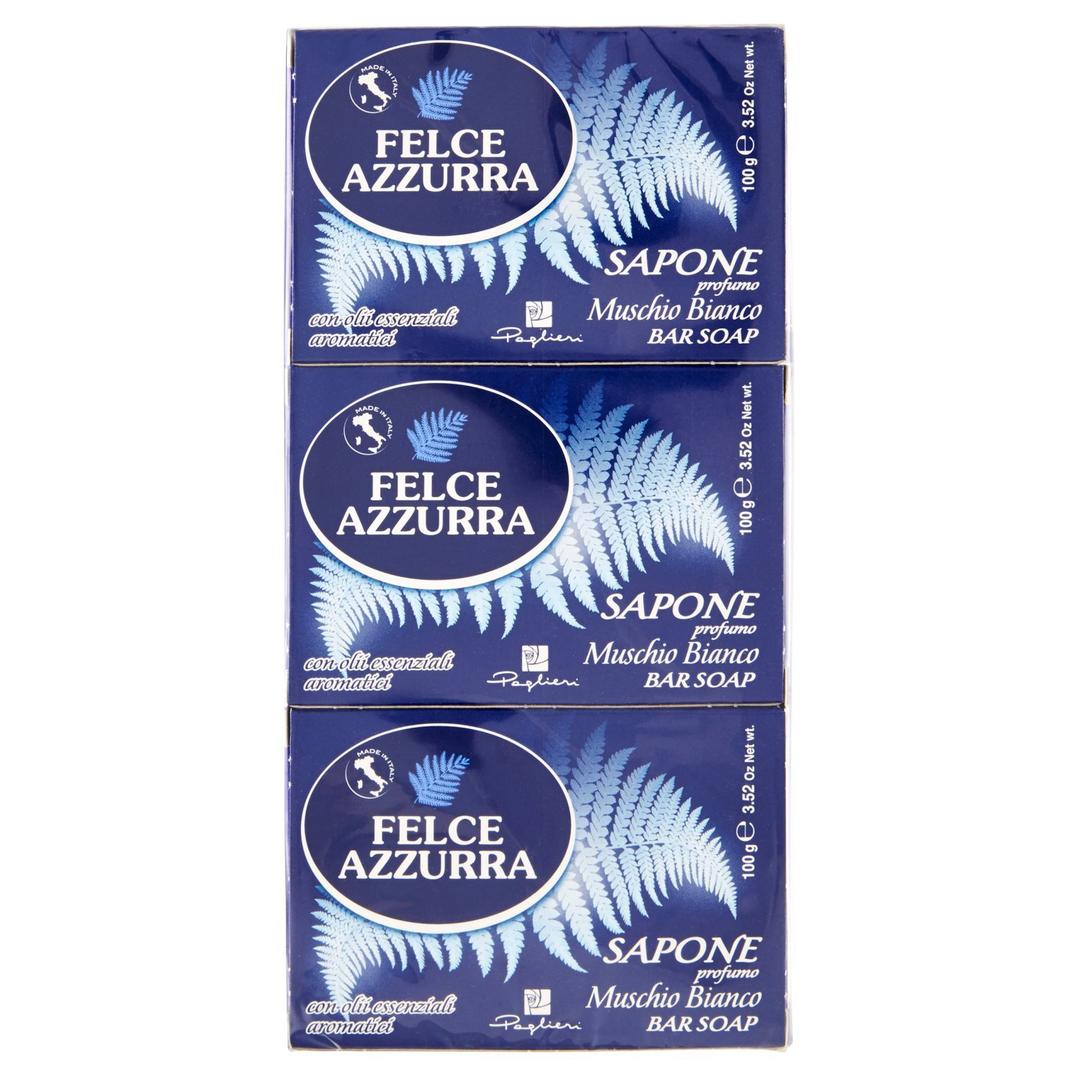 3 x Felce Azzurra Blue Fern Moss Soap Gr.100, Pack of 3