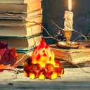 ABOOFAN LED Fake Campfire Lamp Battery Powered Artificial Fire Fake Flame with Realistic Log Flameless Candle for Halloween Christmas Campfire Party Decorations