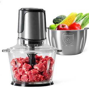 OLIXIS Electric Food Processor, 450W Meat Grinder & Vegetable Chopper with 2 Bowels for Home Use, Food Chopper with Double S-Blades for Vegetable, Onion, Garlic, Meat, Nuts, Black