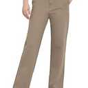 Balleay Art Women Straight Leg Dress Pants High Elastic Waisted Slacks Business Casual Work Office Trousers 27" DarkKhaki Medium