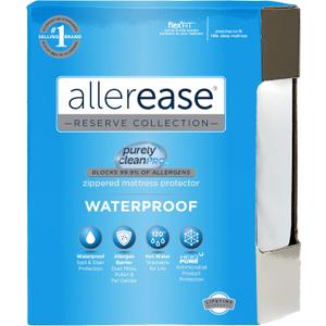 AllerEase Waterproof Mattress Protector Stain Protection Twin Size Allergen Barrier Hot Water Washable Machine Washable Durable Zippered Knit Mattress Cover Stretch Corners (White)
