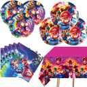 Mario Birthday Party Supplies, 10Pcs 9 Inch Plates, 10Pcs 7 Inch Plates, 20 Napkins and 1 Tablecloth, Mario Party Decorations