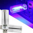 2 PCS Car Lights Interior, Plug-in Retro Car Atmosphere Lamp with Touch Dimmable, Portable Mini Glass Bottle LED Bulb Night Lights for Vehicle Hallway Camping Halloween Decoration (blue)