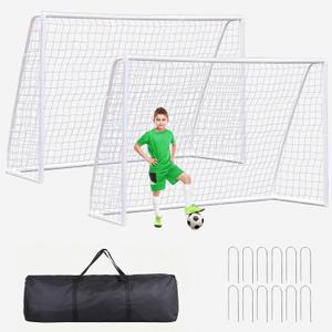 F2C Soccer Goal Soccer Net for Backyard, Steel Frame for Kids, Adult Portable Shooting Training Aid with Carry Bag,Ground Stakes Waterproof (10x6.5 FT)