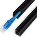 136in Corner Cable Concealer - One-Cord Corner Duct, Paintable Cord Cover, Cable Management Channel for Wall & Floor - 8 X L 17in, Black