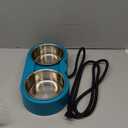 Heated Cat Bowl  Double Removable Stainless Steel Bowls, Freeze-Proof Water & Food, Overheat Protected, Chew-Resistant Cord, UL Listed (lake blue)