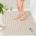 Yolife Extra Large TPE Shower Mat, 47.2" L x 31.5" W Anti Slip Bath Mat with Drain Holes and Suction Cups, Large Size Mat More Suitable for Shower Stall, No Odor, Heavy Mat (Apricot)