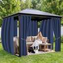 Outdoor Curtains for Patio Waterproof 6 Panels - Windproof, Privacy, Weatherproof Outside Drapes for Gazebo Pergola Porch, Grommet Top and Tab Bottom, 54x84 Inch, Navy