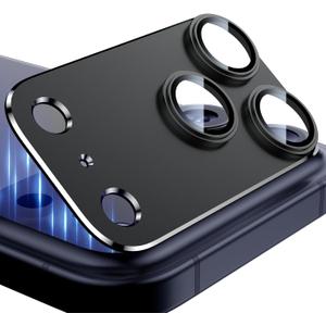 Esanik Upgrade 2 Pack for iPhone 17 Pro Camera Lens Protector, Aluminum Alloy Metal matte Case Tempered Glass Camera Screen Cover, Scratch Resistant Case Friendly (Black)