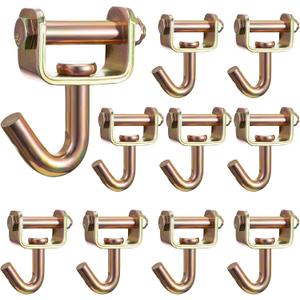LEIFIDE 10 Pcs 2" Swivel J Tow Hooks, Ratchet Straps Finger J-Hooks Idler Fitting with 2" Slot for Car Hauler Straps Tie Down Cargo in Trucks, Trailers