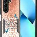 for Galaxy Z Fold 6 Case,Dual Layer Hybrid Heavy Duty Rugged Shockproof Hard PC +Soft Silicone Protective Case for Samsung Galaxy Z Fold 6 2024,Bible Verse Philippians 4-13 Glitter Leopard