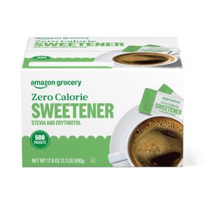 Amazon Grocery, Zero Calorie Stevia and Erythritol Sweetener Packets, 500 Ct (Previously Happy Belly, Packaging May Vary)
