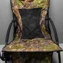 AUSCAMOTEK Low Profile Hunting Chair, Portable Folding Camo Ground Blind Chaise Longue with Shoulder Strap, Cup Holder, Mesh Backrest, Carry Bag & Storage Pouch, Ideal for Turkey Hunting & Outdoors
