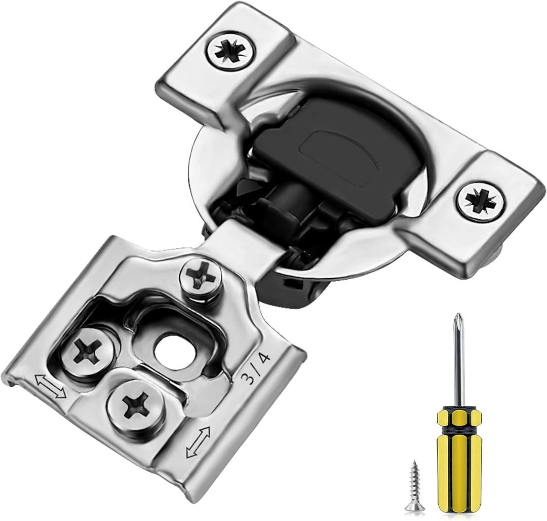 Ravinte 2 Pack 1 Pair 3/4 inch Overlay Cabinet Hinges Kitchen Soft Close Cabinet Hinges Hidden Door Hinge for Kitchen Cabinet Hinges Stainless Steel Adjustable Hinges Satin Nickel Cabinet Hardware