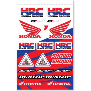 D'cor Visuals Decal Sheet for Dirt Bike & Motocross – 12 Mil Thick Vinyl, Compatible with Honda CRF Models – Includes Showa, Pro Honda, Dunlop Logos – 19”x12”