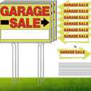 Double-Sided Garage Sale Signs & Directional Arrow Signs -9Pack Sets with Metal Stakes - Waterproof Reusable Yard Signs for Outdoor Sales Events