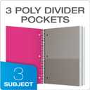 Oxford 3 Subject Notebook, Wirebound, 11" x 9", Assorted Covers (No Color Choice), 150 Sheets, College Ruled, Perforated, Poly Cover (10586)