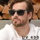 Carbon Fiber Polarized Sunglasses for Men Trendy Driving Sunglasses Shady Sun Glasses with UV Protection (Gunmetal Frame/Black Lens)