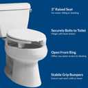 Bemis Steadfast 3" Raised Toilet Seat with Open-Front, Hinges that Never Loosen, Elongated
