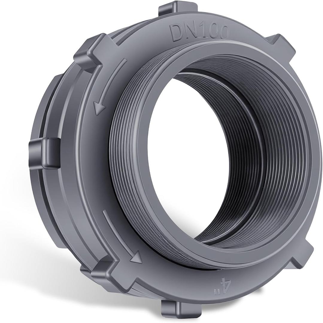 4 Inch Bulkhead Fitting PVC Water Tank Connector Plumbing Bulkhead Pipe Fitting NPT with Reinforced Seals & Shock Absorber Ring for Rain Barrels, Water Tanks, Aquariums, Tubs, Pools