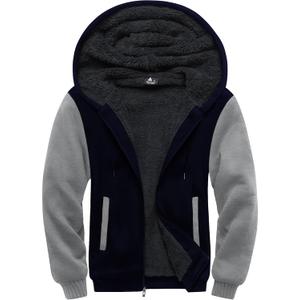 SCODI Hoodies for Men Heavyweight Fleece Sweatshirt - Full Zip Up Thick Sherpa Lined Hooded Jacket (3X-Large, Blue Grey)