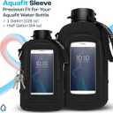 AQUAFIT 1 Gallon Jug Sleeve, Neoprene Water Bottle Bag with Adjustable Shoulder Strap and Pocket, 128 oz Sling Bag, Carrier Bag (Sleeve Only - No Bottle, Black)