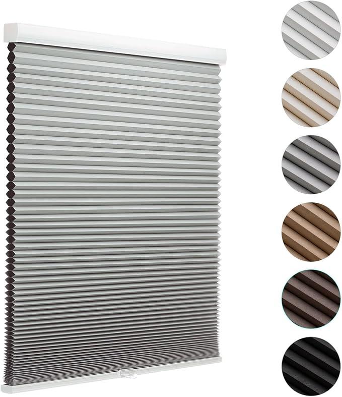 MYshade Cordless Blackout Cellular Shades for Windows, Honeycomb Window Shades with Thermal Insulation, Child & Pet Safe Room Darkening Shade, Easy Install,45" W x 48" H, Grey