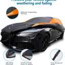 MORNYRAY Waterproof Car Cover All Weather Snowproof UV Protection Windproof Outdoor Full car Cover, Universal Fit for Sedan (Orange, A6-Fit Sedan Length(207-216 inch)