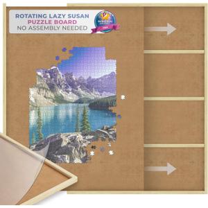 1000 Piece Wooden Jigsaw Puzzle Board - 4 Drawers, Patent Pending Design - Rotating Puzzle Table | 30” X 22” Jigsaw Puzzle Tables | Puzzles Cover & Lazy Susan| Portable Puzzles Tables for Adults