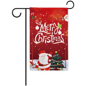 Merry Santa Clause Decorative Garden Flag Happy Winter Holiday Snow Deer Home Deocr Baner for Outside 12.5X18 Inch Double Sided (11)
