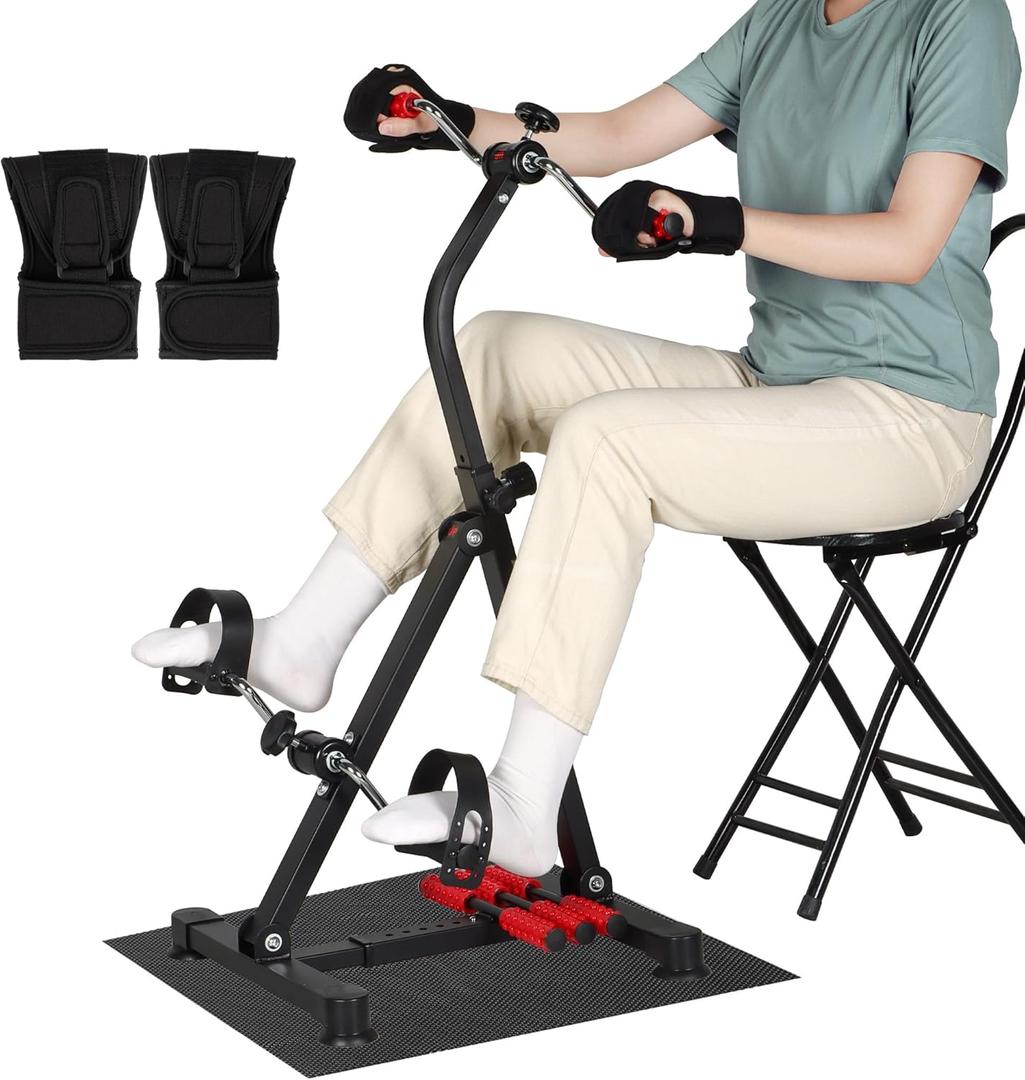 Adjustable Pedal Exerciser Bike for Seniors,Hand Arm Leg and Knee Therapy, Stroke Recovery, Portable Fitness Equipment for Total Body Workout - Great Gift for Elderly Rehab