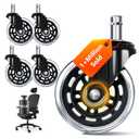 Set of 5 Office Chair Wheels, 3 Inch Smooth Replacement Roller Blade Wheels, 880LBS Heavy Duty Casters Long Lasting, Universal Fit for Home, Office, Gaming Chair,Transparent