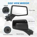 JDMSPEED Right Passenger Side Mirror Compatible with 2019-2025 Chevy Silverado 1500 Black Power Glass Manual Folding Temperature Sensor Non-Heated without Turn Signal Replace#GM1321582(5Pins)