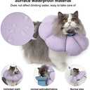 Cat Cone Collar,Cute Waterproof Cat Recovery Collar,Anti-Bite Lick Wound Healing Safety Elizabethan e Collar for Cats,Purple Flower All-Season Style