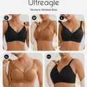 Wireless Bras for Women Bralette - Womens Seamless Push Up Full Coverage Wirefree Padded Sleep Bra with Support and Lift (Black, S)
