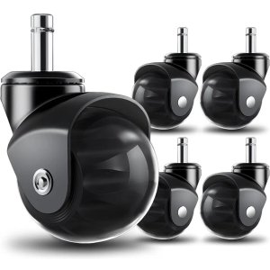 RidRed Office Chair Wheels Replacement Heavy Duty 2 Inch Roller Blade Wheels for Carpet Hardwood Floors,Support 2000 LB, Rubber Rollerblade Desk Chair Casters, Standard Stem Universal Fit, Set of 5