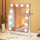S'bagno Vanity Mirror with Lights, 12 Dimmable LED Bulbs, Detachable 10X Magnifying Mirror, Touch Control, USB Rechargeable, Tabletop Hollywood Lighted Makeup Mirror for Dressing Table,16''x12''