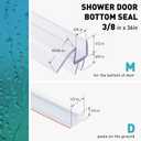 Shower Door Bottom Seal, 2 PCS 3/8" x 36" Shower Door Sweep for 3/8 Inch Glass, Frameless Glass Shower Door Seal Strip, Stop Shower Leaks and Create a Water Barrier